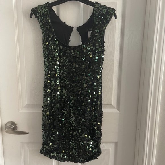 Dresses & Skirts - B. Darlin Black with Green Sequin Dress